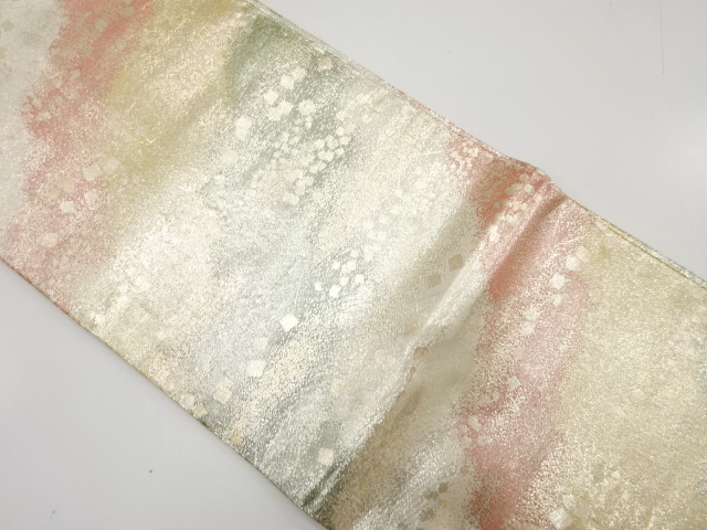 佐賀錦　道長取りに箔散らし模様織り出し　全通袋帯